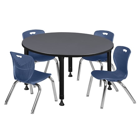 Regency Tables > Height Adjustable > Round Table & Chair Sets, 48 W, 48 L, 23-34 H, Grey TB48RNDGYAPBK45NV